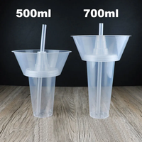 Gobelet en plastique jetable de 16 oz pour boissons chaudes, cola, thé au lait, avec plateau à collation sur le dessus et couvercles, gobelet créatif pour popcorn