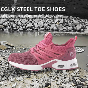 Chaussures de sécurité légères anti-vibration CGLX certifiées CE, unisexe, roses, anti-écrasement, embout en acier, pour usine, été et printemps - Product Image 2