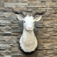 Ornamen Kepala Kambing Buatan Tangan Seukuran Asli, Lembut, Replika Kepala Hewan, Model Hiasan Dinding Dalam Ruangan, Dekorasi Hewan Ternak
