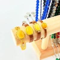 Bracelet en ambre naturel, bracelet en cuir véritable tendance, cadeau pour Thanksgiving et la Saint-Valentin, bracelet en cire d'abeille, accessoire