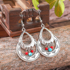 Pendientes Colgantes Bohemios para Mujer, de Aleación, Plateados en Plata Antigua, con Forma de Flor, Joyería para Fiesta, Accesorio de Moda - Product Image 4