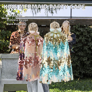 Cape de sirène personnalisée <span class=keywords><strong>SunM</strong></span> Boutique pour enfants, en tulle et paillettes, lavable, douce, longue, toutes saisons, pour les fêtes préscolaires et scolaires - Product Image 2