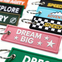 Porte-clés en tissu brodé avec logo personnalisé, patch tissé, anneau porte-clés, broderie, étiquettes en sergé pour clés