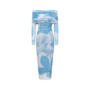 Abito Casual da Donna 26YEARSOLD Vintage Designer Primavera/Estate con Stampa Floreale, Rete, Spalle Scoperte, Vestibilità Slim, Lunghezza alla Caviglia 33179 - Product Image 4