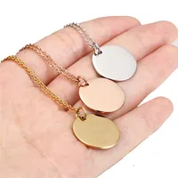 Round Engraved Coin Blank Pendant Necklace for Women