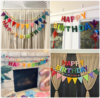 Guirlande suspendue arc-en-ciel 3D Joyeux Anniversaire en feutre, bannières, drapeaux, fanions, pompons et guirlande de points pour fournitures de fête d'anniversaire pour enfants et adultes