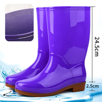Bottes de pluie pour femmes KLH495, résistantes à l'usure, chaussures de pluie pour femmes, bottes de pluie en PVC et caoutchouc, tube moyen