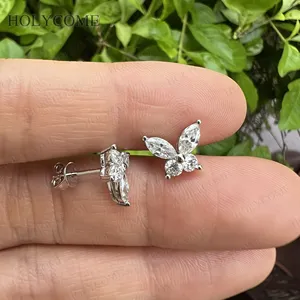 Moissanite <span class=keywords><strong>Ruby</strong></span> Emerald <span class=keywords><strong>Sapphire</strong></span> Bông tai VVS1 mạ Vàng Vòng Marquise bướm Bông tai cho phụ nữ cô gái đồ trang sức cưới - Product Image 5