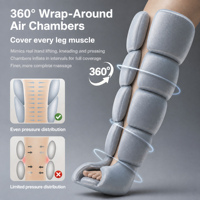 Appareil de massage pneumatique sans fil à compression d'air pour jambes et cuisses avec fermeture éclair pour les mollets et les pieds