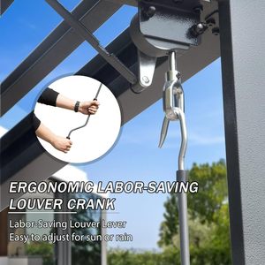 Toldo impermeable para exteriores con persiana de aluminio gris de 10 'x 20' con techo de acero ajustable - Product Image 6