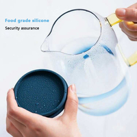 Ensemble de bouilloire en verre borosilicate transparent de style classique simple 1,8 L, écologique, soufflé à la main, avec infuseur à thé, bouteille pour boire de l'eau