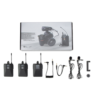 Micrófono Lavalier inalámbrico UHF, transmisor Dual de 2 canales, cancelación de ruido, de Metal Clip, cámara <span class=keywords><strong>DSLR</strong></span>, grabadora de voz para teléfono móvil - Product Image 3