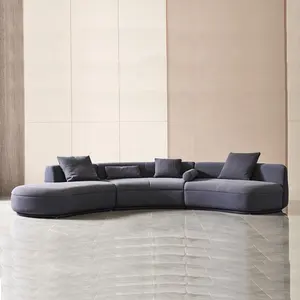 意大利设计别墅客厅家具真皮沙发套装7座大弧形仿古现代沙发