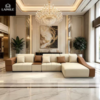 Canapé modulaire en forme de L moderne, grand format, en cuir, pour salon, villa, meubles de maison