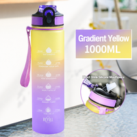 Bouteille d'eau minimaliste en Tritan sans BPA, étanche, 32 oz, avec corde, pour le fitness, la randonnée, les voyages en plein air, 1000 ml, 900 ml