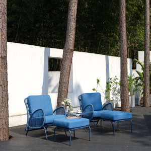 Superventas moderno marco de aluminio azul Patio jardín cinco piezas <span class=keywords><strong>Bristo</strong></span> conjunto combinación cuerda salón silla sofá muebles de exterior - Product Image 2