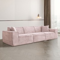 Sofá Seccional Moderno de Lujo para Sala de Estar, en Forma de L, de 2 y 3 Plazas, Tapizado en Corduroy, Empacado al Vacío, Diseño Rosa para el Hogar