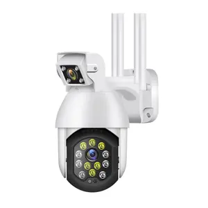 1080P HD 듀얼 렌즈 야외 양방향 토크 및 자동 추적 다채로운 야간 보안 감시 방수 카메라