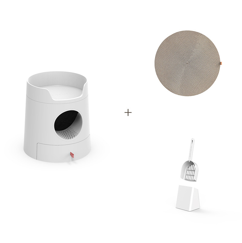 Ensemble château pour chat blanc - litière - pelle à litière - griffoir