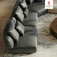 Canapé en cuir chocolat, ensemble de meubles de salon moderne, canapé modulaire minimaliste, 4 places, design luxueux