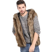 Gilet en fausse fourrure de renard pour homme, style britannique, veste sans manches de luxe, chaud pour l'hiver, col en V, gilet moelleux et duveteux, vêtement d'extérieur pour homme