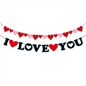 Bannière de décoration pour la maison, la Saint-Valentin, les mariages, les fiançailles <span class=keywords><strong>et</strong></span> les fêtes, avec texte « I LOVE YOU » <span class=keywords><strong>et</strong></span> <span class=keywords><strong>thème</strong></span> cœurs, guirlande à suspendre pour photos - Product Image 2
