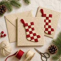Carte de vœux de Noël personnalisée 5x7 pouces en carton recyclé avec enveloppe estampillée à chaud et dorée, cadeau d'entreprise pour les fêtes