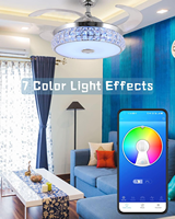 Ventilateur de plafond en acrylique cristal de 42 pouces avec lumière, application Smart Scene, 5 CCT, moteur DC silencieux et dimmable pour salon moderne, ODM