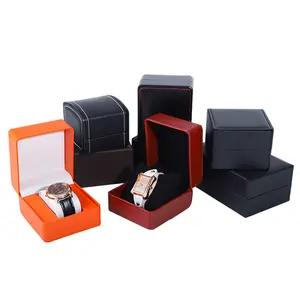 Custom Logo Single Watch Gift Box With Pillow PU Leather Wristwatch Display Packaging Storage Box
