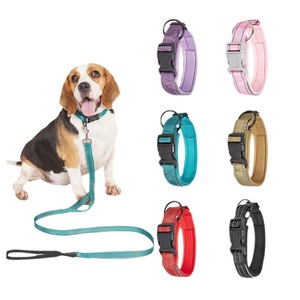 Wholesale Customized Leather Padded Solid Adjustable <strong>Waterproof</strong> <strong>Dog</strong> Collar <strong>Leash</strong> - Product Image 1