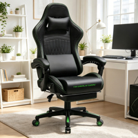 Chaise de jeu ergonomique pivotante et réglable en stock, en similicuir PU avec fonction rafraîchissante, en métal et cuir synthétique, à prix abordable