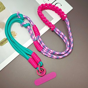 Lanière en polyester tissé durable en gros pour téléphones avec sangle de <span class=keywords><strong>cou</strong></span> à double verrouillage, <span class=keywords><strong>cordon</strong></span> anti-perte coloré fait à la main - Product Image 1