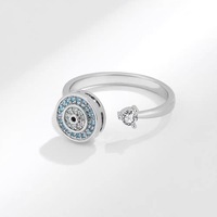 Bague ajustable rotative en zircon avec œil du diable J10208, en laiton, pour femmes, mode, anti-stress, amusante