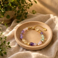 Bracelet en perles naturelles d'améthyste, citrine, quartz rose et préhnite, fait main, en cristaux mélangés, pour femmes, vente en gros