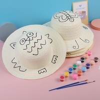 Chapeau de paille vierge non peint pour la peinture DIY, idéal pour les activités artistiques et créatives des enfants, les fêtes, l'artisanat et les activités de peinture en maternelle.