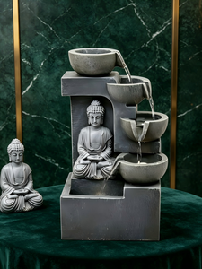 Fontaine d'eau <span class=keywords><strong>Bouddha</strong></span> en résine, cascade d'eau de table <span class=keywords><strong>pour</strong></span> intérieur, décoration <span class=keywords><strong>zen</strong></span> relaxante avec lumière LED <span class=keywords><strong>pour</strong></span> la décoration de la maison - Product Image 4