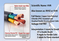 Cable de Alimentación Flexible de PVC Galaxy, 0.6/1kV Clase 5, Cable de Cobre Trenzado VVR para Uso Industrial, Cable de Conexión IEC 60502