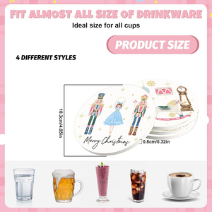 Sous-verres en céramique de Noël, sous-verres à boissons, motif casse-noisette, hiver, absorbants, pour la maison, la cuisine, les fêtes, la décoration de <span class=keywords><strong>table</strong></span> - Product Image 2