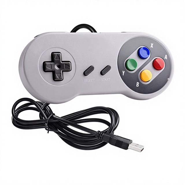 Hkst Raspberry Pi 2/3 Arcade Game Retro Joystick Controller with Dual Vibration USB Wired Connection for SNES CN
