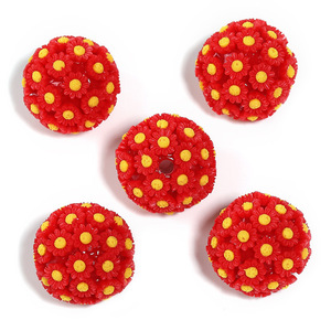 Cuentas de flores acrílicas de 18mm, florete de resina de colores, cuentas redondas con agujero pasante, accesorios de bricolaje, bolígrafo con cuentas - Product Image 3