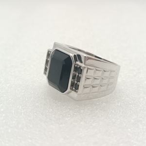 Anello da uomo <span class=keywords><strong>ottomano</strong></span> <span class=keywords><strong>turco</strong></span> argento 925 grande quadrato nero agata Hip Hop anello gioiello resistente - Product Image 5