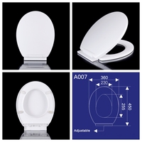 Siège de toilette blanc en PP antirouille avec charnières en plastique intégrées, couvercle WC à charnières réglables pour salles de bain à forte humidité
