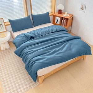 Ensemble de housse de couette en coton solide 4 pièces respirant et absorbant l'humidité, taille Queen et King pour la maison ou l'hôtel - Product Image 5