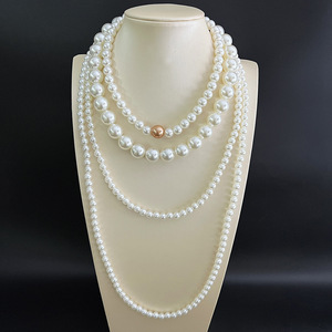 Ensemble de colliers superposés en imitation perles pour femmes, collier ras du cou classique et élégant - Product Image 2