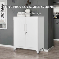 Armoire de rangement multifonctionnelle en acier pour bureau à domicile et usage commercial avec 2 portes verrouillables Gris mat