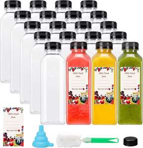 New 12 16Oz French Square PET Plastic Soft Drink <b>Bottle</b> Cap <b>Brush</b> Silk Screen Printed for Storing Homemade Cold Brew Coffee - Product Image 1