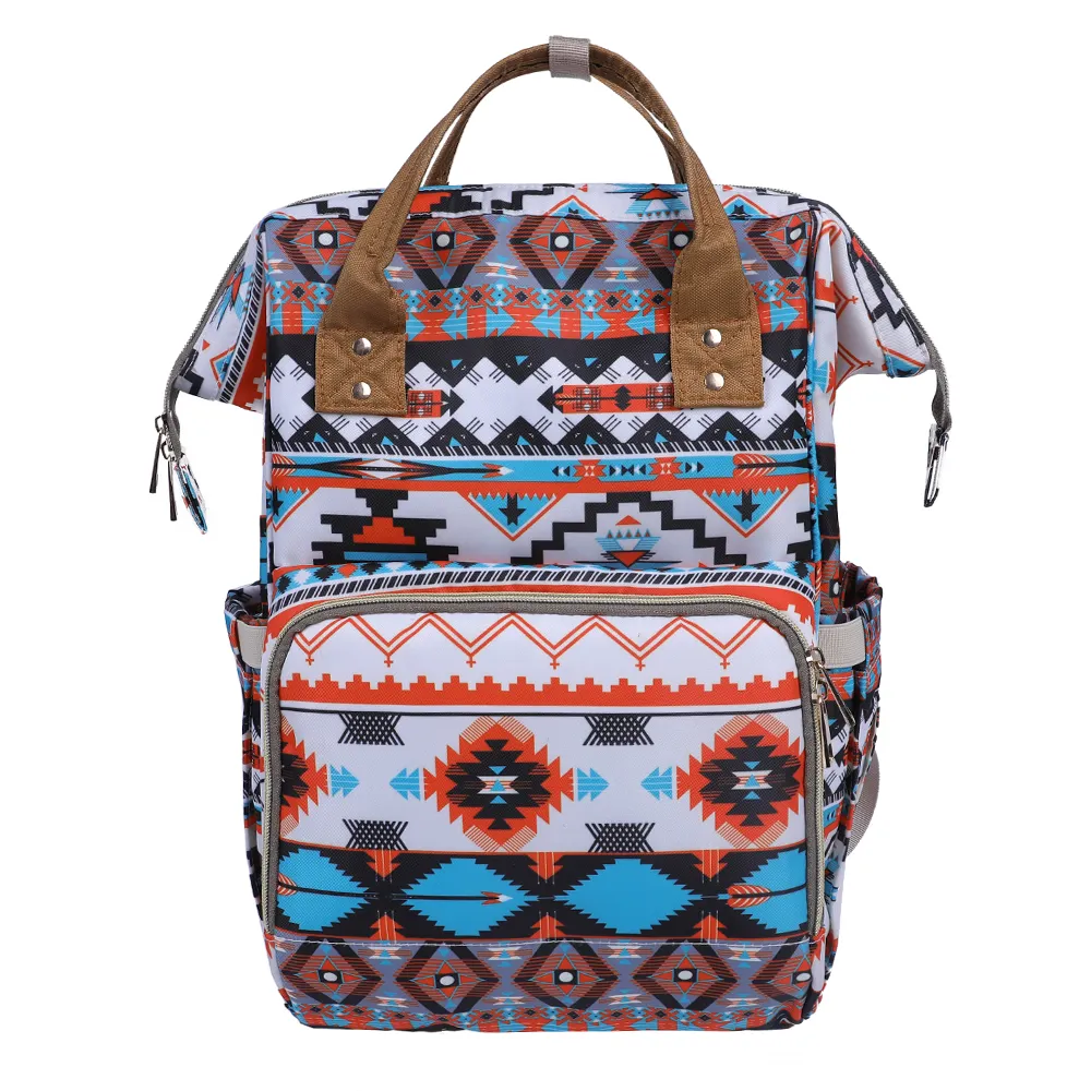 Western Style Mummy Maternity Nappy Large Capacity Bag Travel Backpack Aztec Diaper Bag for Baby Care Multi-Function Waterproof