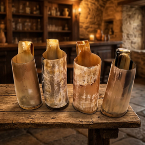 Mug en corne de buffle poli, fait main, écologique, d'inspiration viking, style art populaire religieux, avec couvercle et bouchon de paille, pour boissons chaudes, Noël - Product Image 4