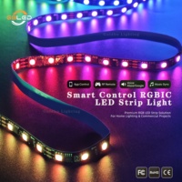 Kit de Bande LED RGBIC WS2811 5M 12V Directionnable 16 Millions de Couleurs Contrôle par Application Noël Musical Décoration de Noël CE RoHS