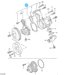 Pompe à eau de voiture Vika OEM avec carter, roue à aubes métallique à 6 aubes pour Volkswagen <span class=keywords><strong>Golf</strong></span> Audi VW Seat - Nouveau numéro de pièce 037 121 010 a - Product Image 6